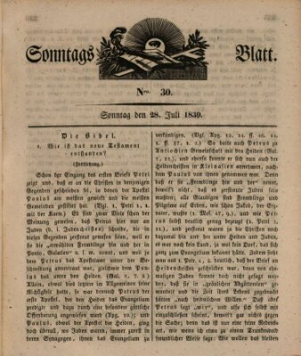 Sonntagsblatt Sonntag 28. Juli 1839