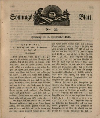 Sonntagsblatt Sonntag 8. September 1839
