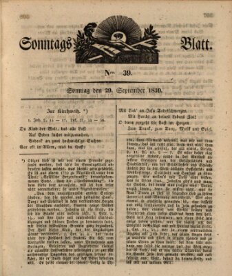 Sonntagsblatt Sonntag 29. September 1839