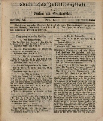 Sonntagsblatt Sonntag 19. April 1840