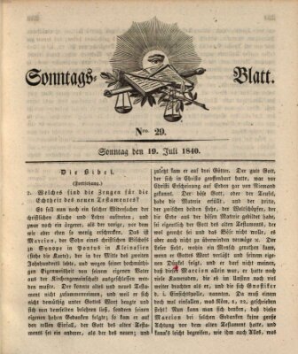 Sonntagsblatt Sonntag 19. Juli 1840