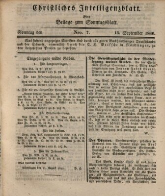 Sonntagsblatt Sonntag 13. September 1840