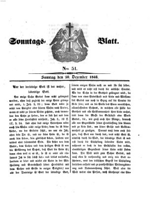 Sonntagsblatt Sonntag 20. Dezember 1846