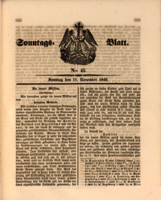 Sonntagsblatt Sonntag 11. November 1849