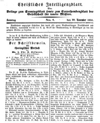 Sonntagsblatt Sonntag 30. November 1851