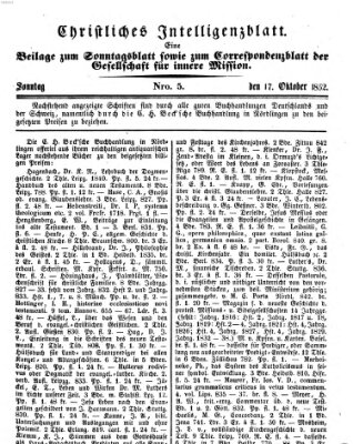 Sonntagsblatt Sonntag 17. Oktober 1852