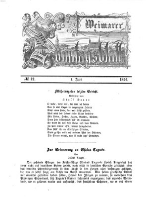 Weimarer Sonntagsblatt Sonntag 1. Juni 1856