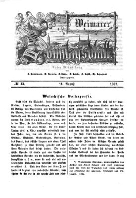 Weimarer Sonntagsblatt Sonntag 16. August 1857