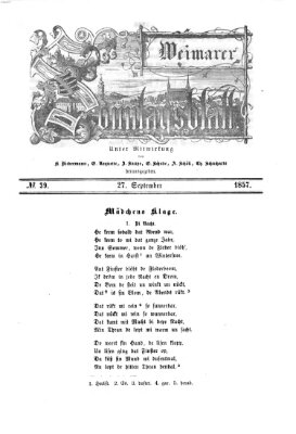 Weimarer Sonntagsblatt Sonntag 27. September 1857