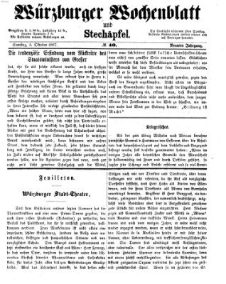 Würzburger Wochenblatt und Stechäpfel (Würzburger Stechäpfel) Samstag 5. Oktober 1867
