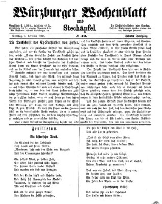 Würzburger Wochenblatt und Stechäpfel (Würzburger Stechäpfel) Samstag 3. Oktober 1868