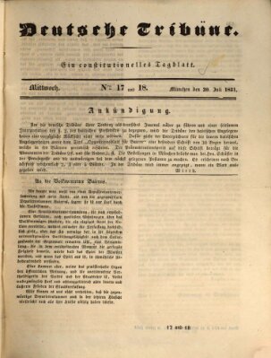 Deutsche Tribüne Mittwoch 20. Juli 1831