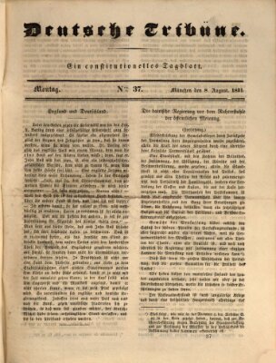 Deutsche Tribüne Montag 8. August 1831