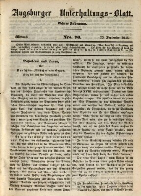Augsburger Unterhaltungs-Blatt Mittwoch 23. September 1846