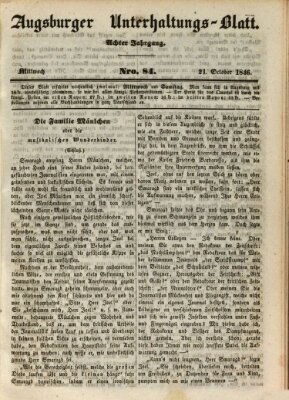 Augsburger Unterhaltungs-Blatt Mittwoch 21. Oktober 1846