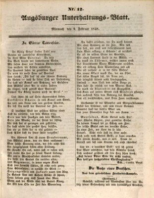 Augsburger Unterhaltungs-Blatt Mittwoch 9. Februar 1848