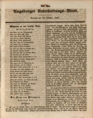 Augsburger Unterhaltungs-Blatt Sonntag 22. Oktober 1848