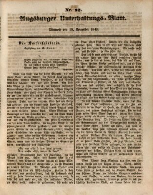 Augsburger Unterhaltungs-Blatt Mittwoch 15. November 1848