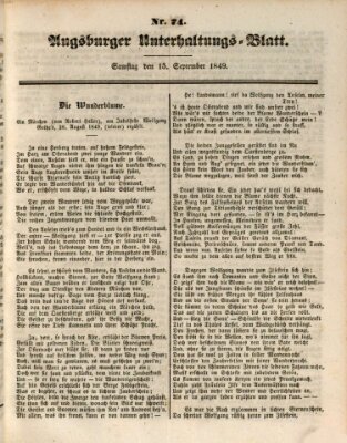 Augsburger Unterhaltungs-Blatt Samstag 15. September 1849