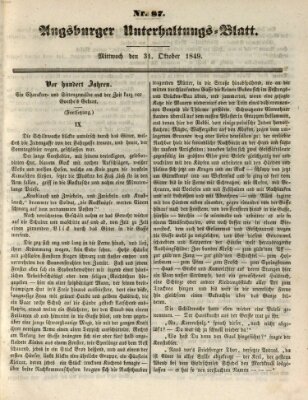 Augsburger Unterhaltungs-Blatt Mittwoch 31. Oktober 1849