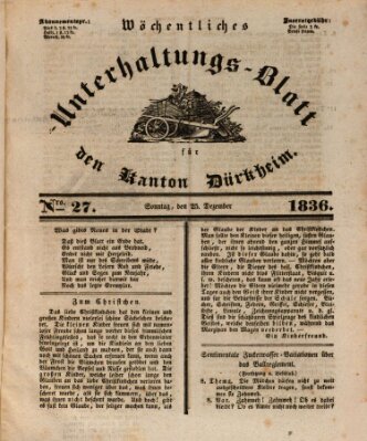 Wöchentliches Unterhaltungs-Blatt für den Kanton Dürkheim