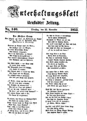 Neustadter Zeitung Dienstag 22. November 1853