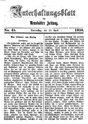 Neustadter Zeitung Donnerstag 15. April 1858