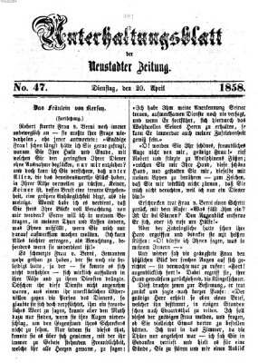 Neustadter Zeitung Dienstag 20. April 1858