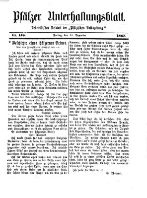 Pfälzer Unterhaltungsblatt (Pfälzische Volkszeitung) Freitag 22. Dezember 1865