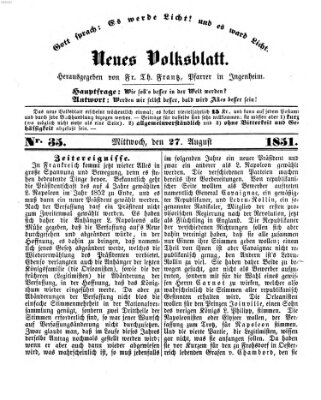 Neues Volksblatt Mittwoch 27. August 1851