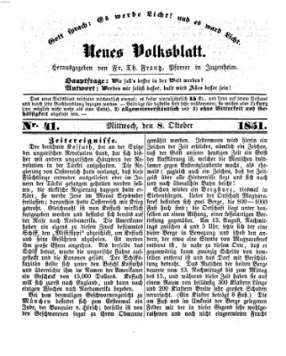 Neues Volksblatt Mittwoch 8. Oktober 1851