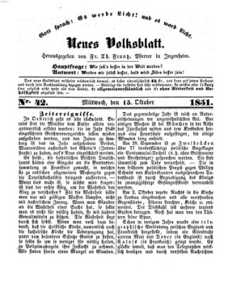 Neues Volksblatt Mittwoch 15. Oktober 1851