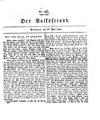 Der Volksfreund (Der Volksfreund aus Schwaben) Samstag 8. Juni 1822