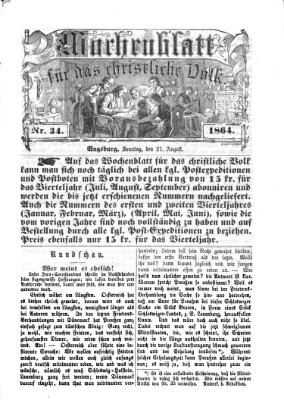 Wochenblatt für das christliche Volk Sonntag 21. August 1864