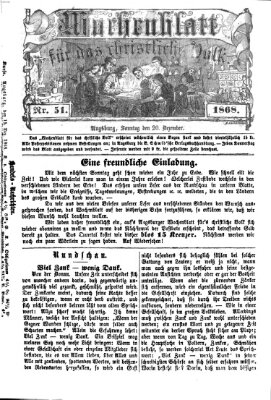 Wochenblatt für das christliche Volk Sonntag 20. Dezember 1868