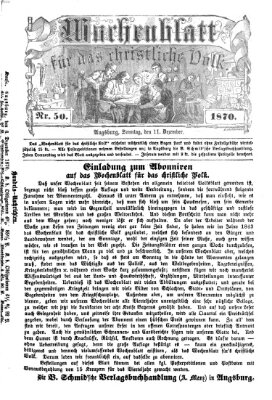 Wochenblatt für das christliche Volk Sonntag 11. Dezember 1870