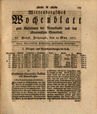 Wittenbergsches Wochenblatt zum Aufnehmen der Naturkunde und des ökonomischen Gewerbes Freitag 24. Mai 1771