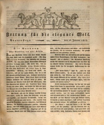 Zeitung für die elegante Welt Donnerstag 16. Januar 1817