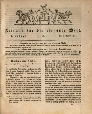 Zeitung für die elegante Welt Dienstag 1. April 1817