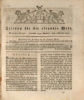 Zeitung für die elegante Welt Donnerstag 2. Oktober 1817