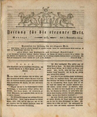 Zeitung für die elegante Welt Montag 1. November 1819
