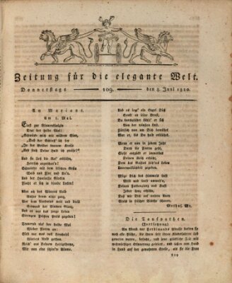 Zeitung für die elegante Welt Donnerstag 8. Juni 1820