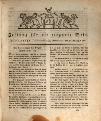 Zeitung für die elegante Welt Donnerstag 31. August 1820