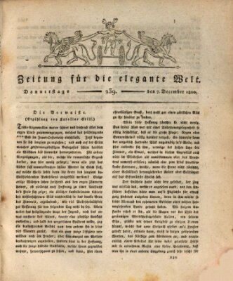 Zeitung für die elegante Welt Donnerstag 7. Dezember 1820