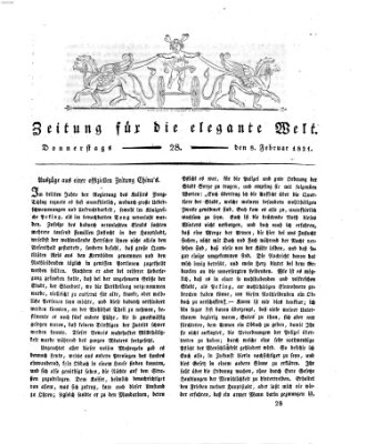 Zeitung für die elegante Welt Donnerstag 8. Februar 1821