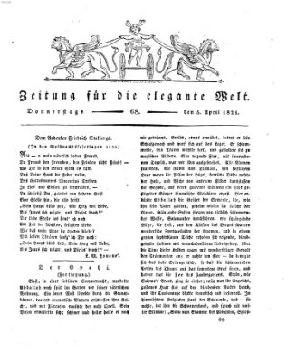 Zeitung für die elegante Welt Donnerstag 5. April 1821