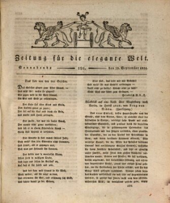 Zeitung für die elegante Welt Samstag 29. September 1821