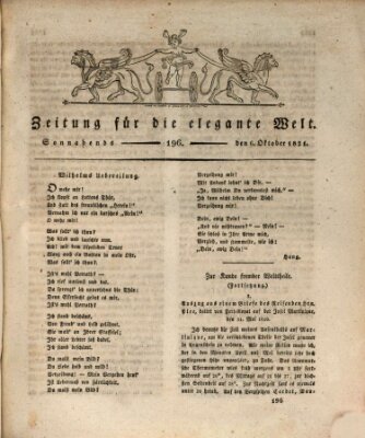 Zeitung für die elegante Welt Samstag 6. Oktober 1821