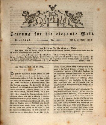 Zeitung für die elegante Welt Freitag 1. Februar 1822