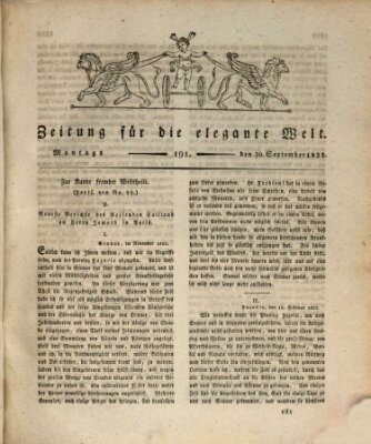 Zeitung für die elegante Welt Montag 30. September 1822